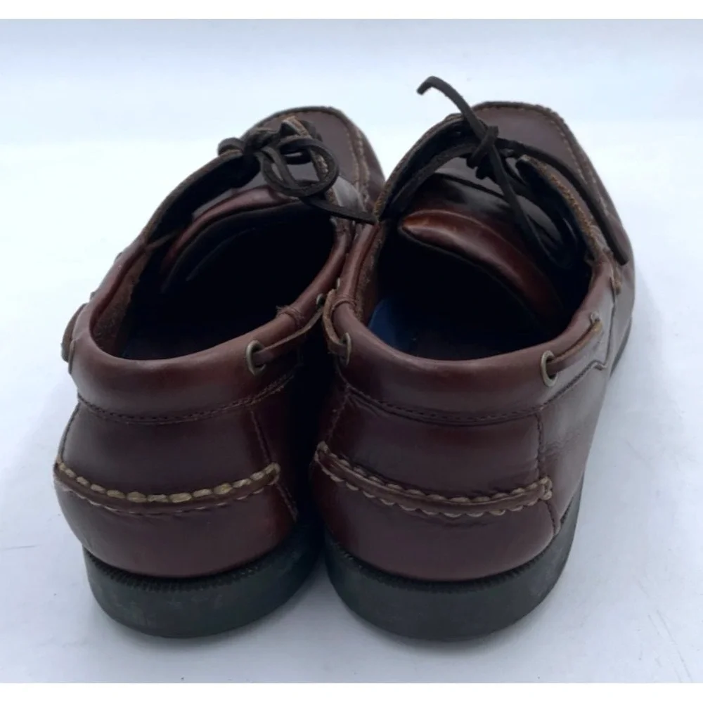 Cherokee Shoes Mens 13 Two Eye Moc Toe Boat‎ Brown Leather Lace Up Flats Casual